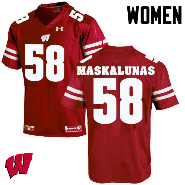 Wisconsin Badgers Women's #58 Mike Maskalunas NCAA Under Armour Authentic Red College Stitched Football Jersey ZF40N24YM